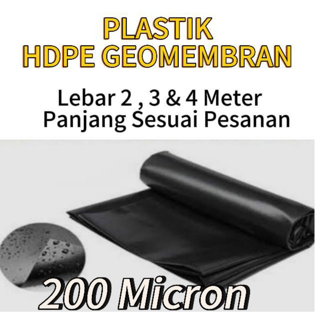 Plastik Hdpe Geomembran Tebal 200 Micron ( Lebar 2 , 3 & 4 meter ) kolam ikan & ikan