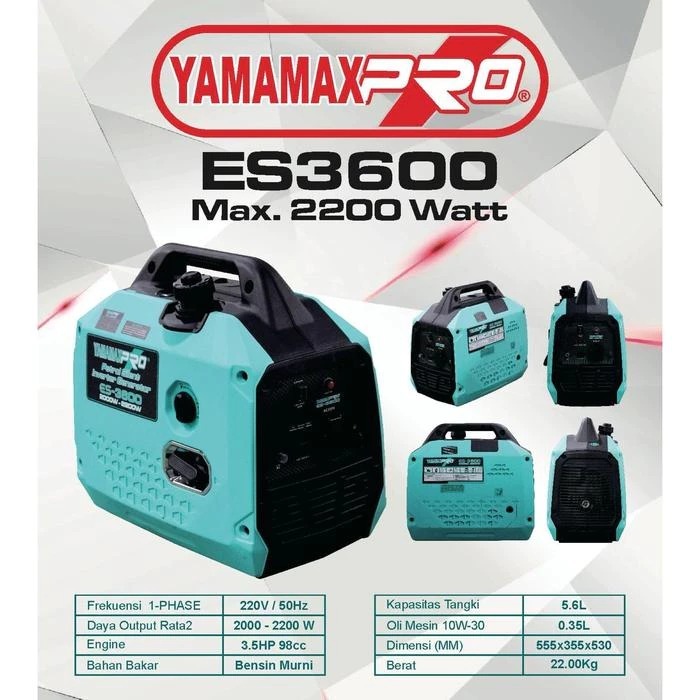 Genset Silent Inverter 2200 Watt Yamamax Pro ES 3600 / Genset Bensin Portable 2200 Watt YAMAMAX