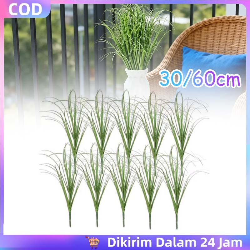10pcs Daun Ilalang Plastik Daun Rumput Artificial 30/60cm Simulasi Luar Ruangan Daun Rumput Plastik 