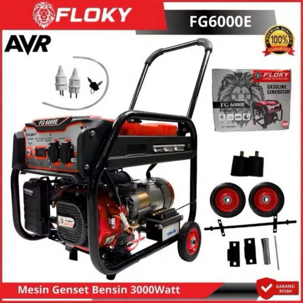 FLOKY FG6000E Mesin Genset Listrik Genset Bensin Generator Genset 4TAK 3000Watt FG 6000 E