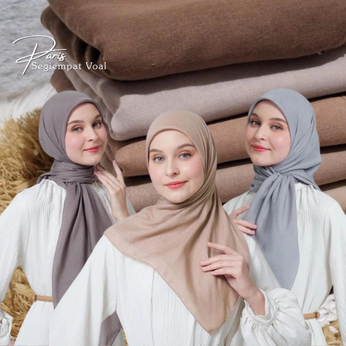 PARIS JADUL PREMIUM Hijab Segi Empat | Daily Jilbab Paris Voal Polos | Kerudung Segi Empat