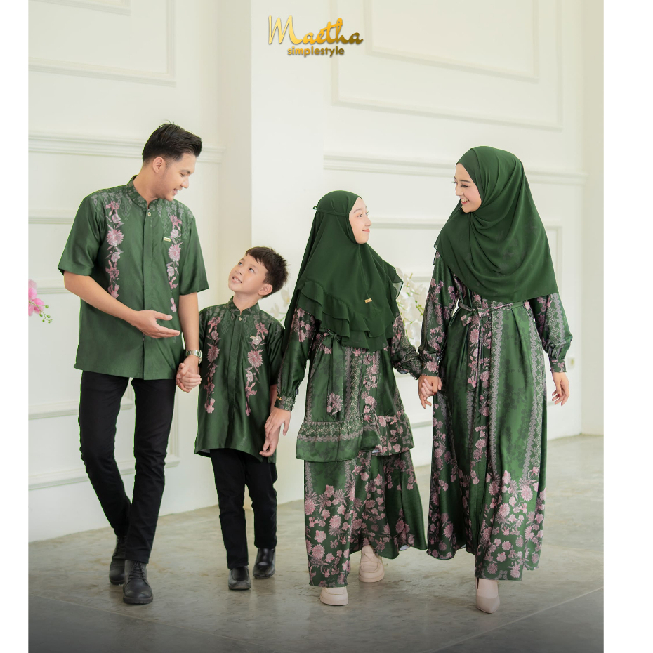 Maetha - Rancak Bana Sarimbit 2026 Gamis Koko Saten Snow Emerald Green