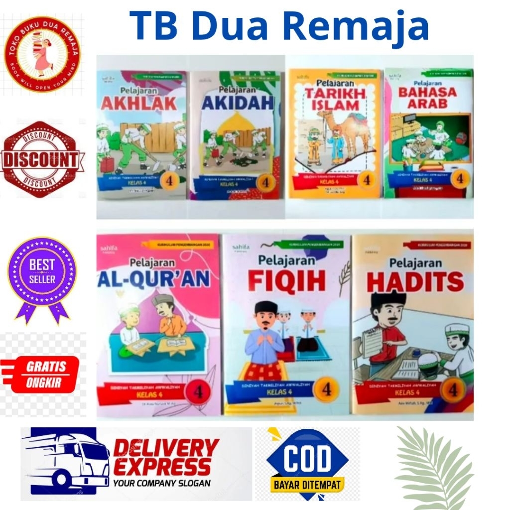 Buku MDTA Satu PAKET 7 MAPEL Untuk  Kelas 4 ( Setara 6 SD ) Kurikulum 2020 PENERBIT Sahifa
