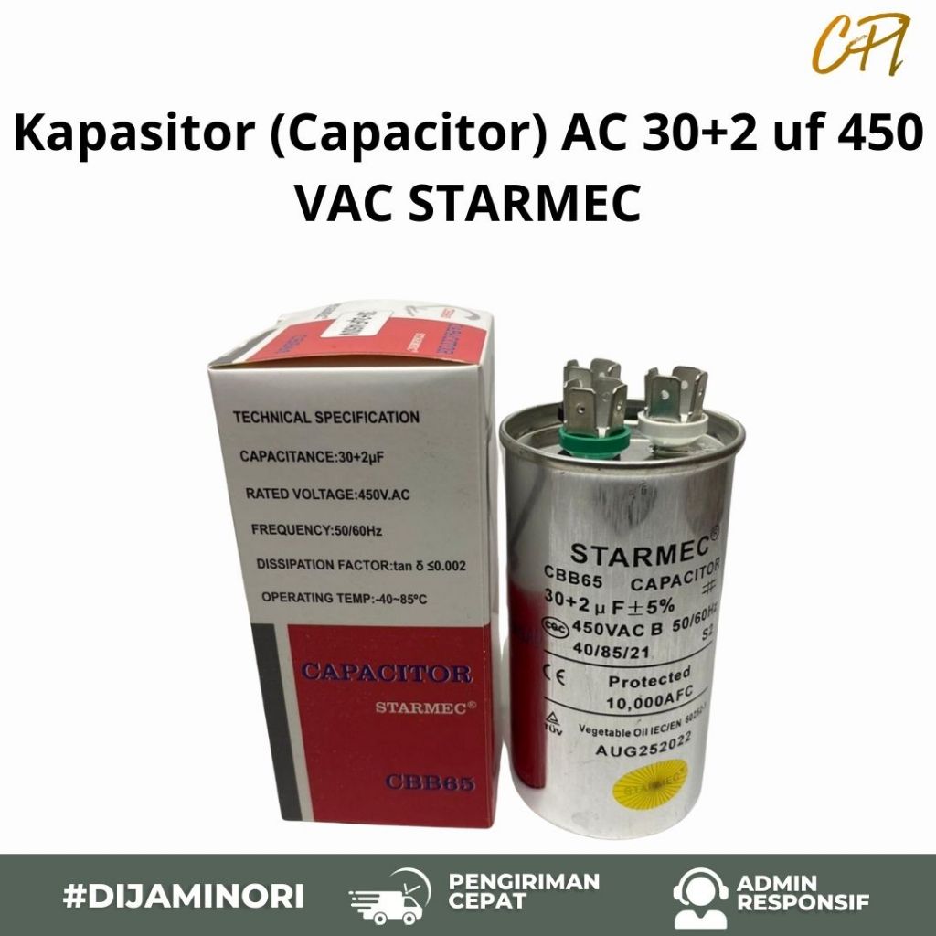 Kapasitor (Capacitor) AC 30+2 uf 450 VAC STARMEC