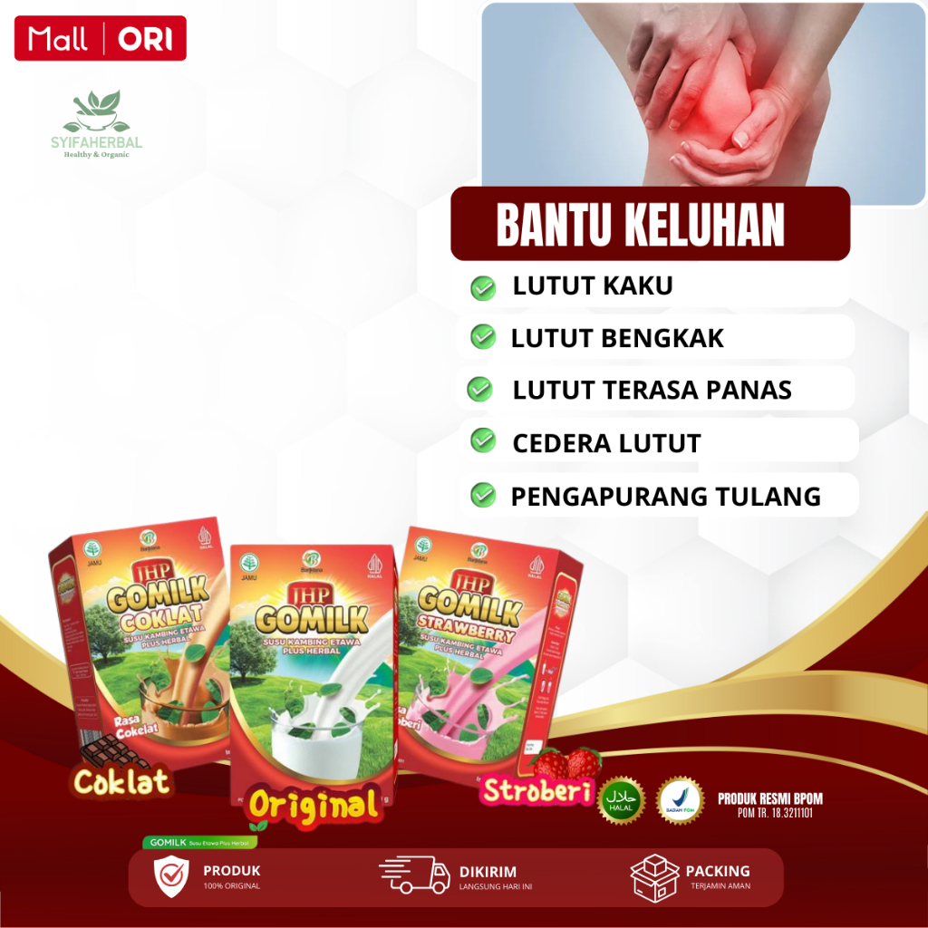 Gomilk 200gr - Bantu Keluhan Pengapuran Tulang Lutut, Lutut Bengkak, Cedera Lutut, Lutut Bengkak, Lu