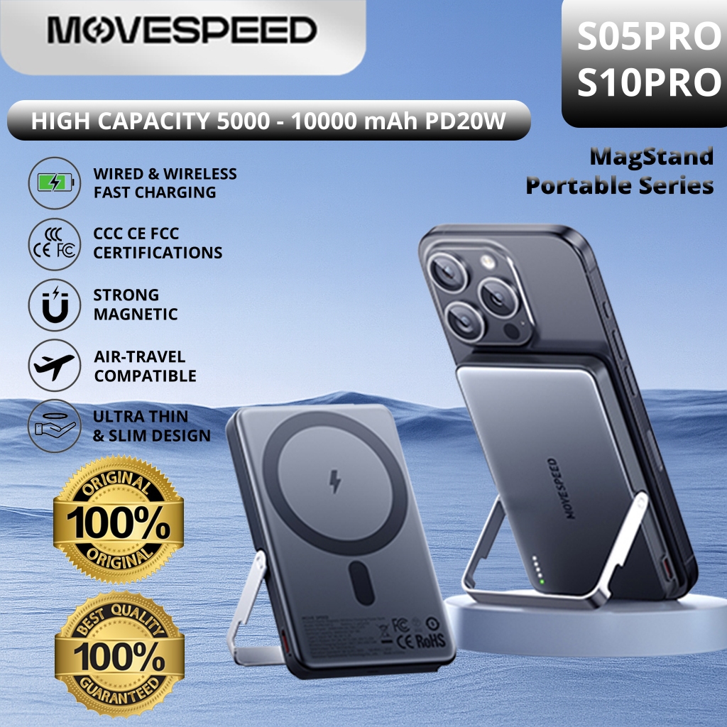 CCC Certification MOVESPEED S10Pro 10000mAh | S05Pro 5000 mAh Magnetic Power Bank Wireless Portable 
