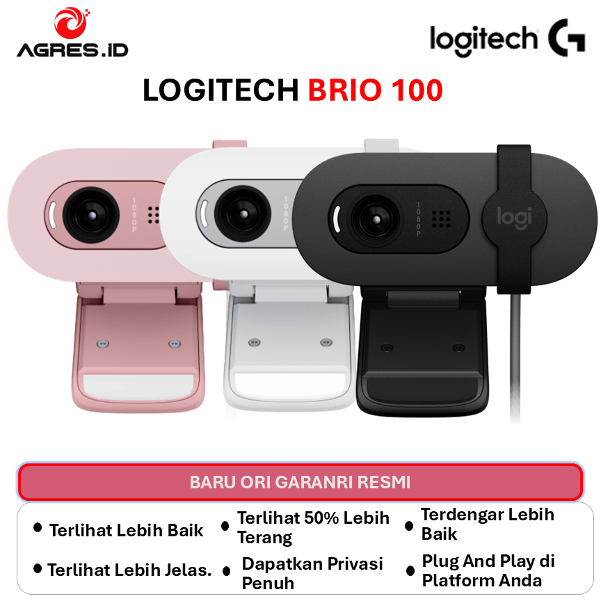 LOGITECH BRIO 100 WEBCAM FULL HD SHUTTER PRIVACY & BUILT-IN MICROPHONE