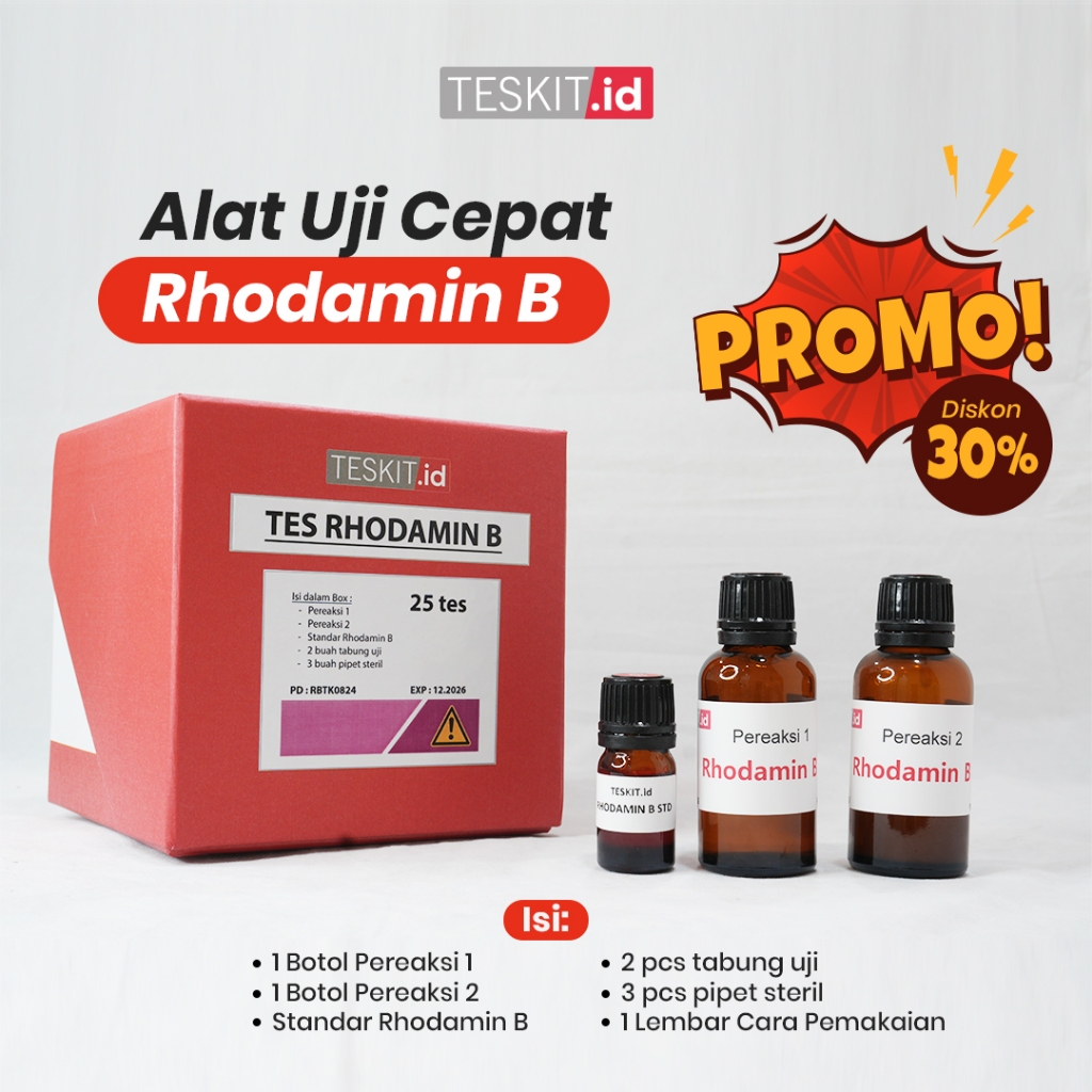 Reagent Test Kit Rhodamin B, Alat Uji Cepat Kandungan Rhodamin B Isi 25 Test