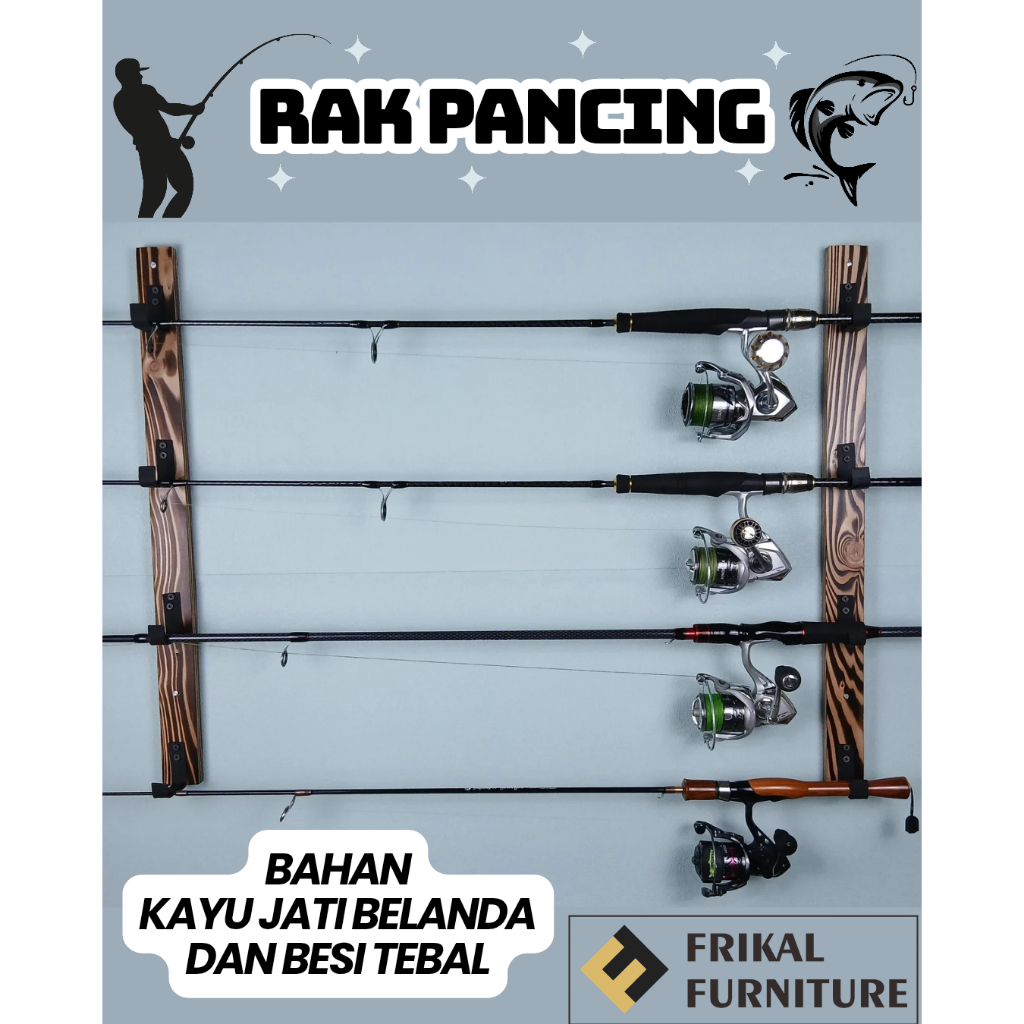 Fishing Rod Stand Holder Rak Tempat Gantungan Penyimpanan Joran Pancing Aesthetic Nempel Dinding Bah