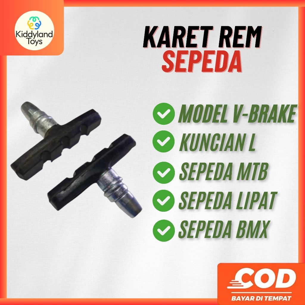 Karet rem sepeda V brake L full karet cocok untuk sepeda MTB dan Lipat