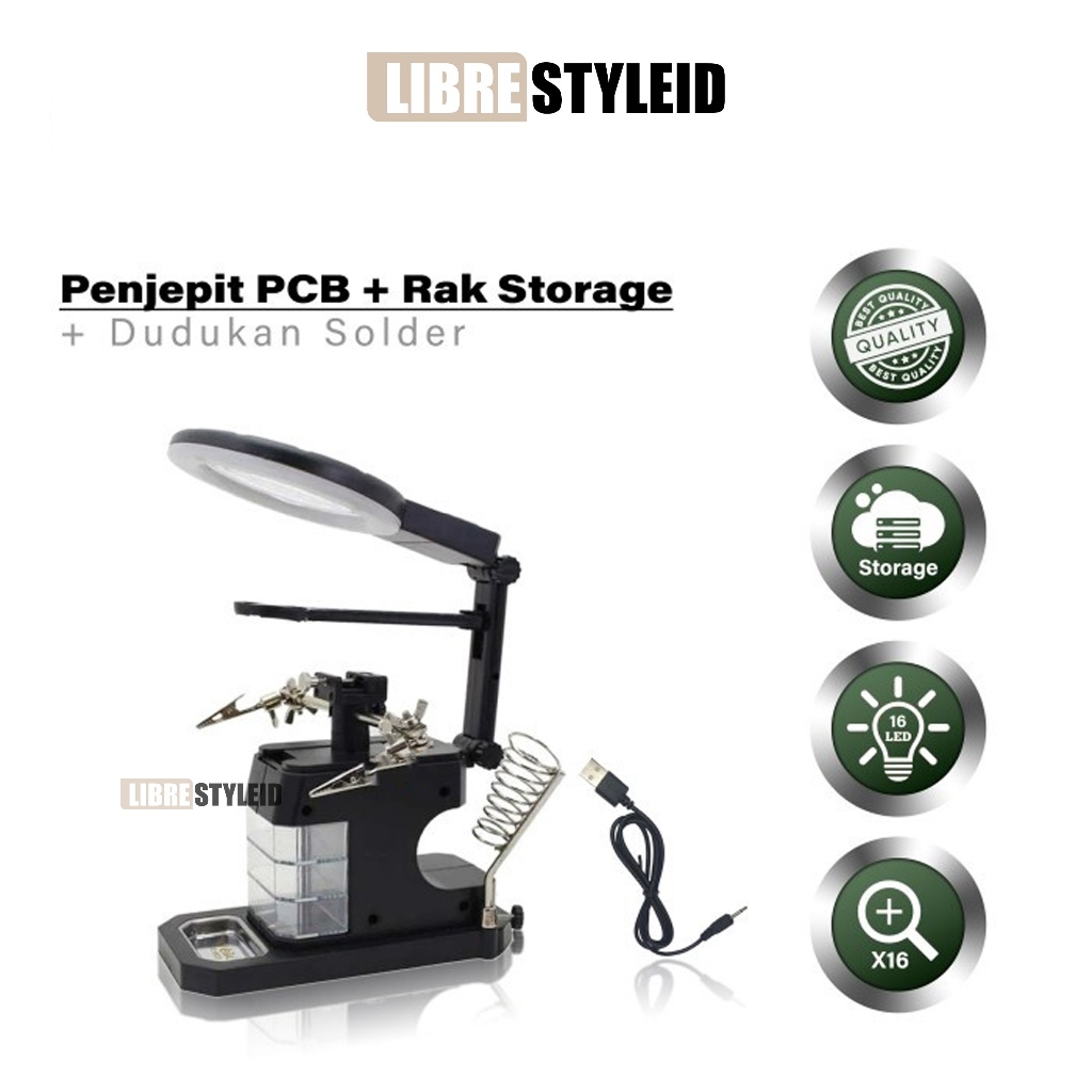 Weilai TE-803 Kaca Pembesar Dudukan Stasiun Magnifier LED Light Clamp