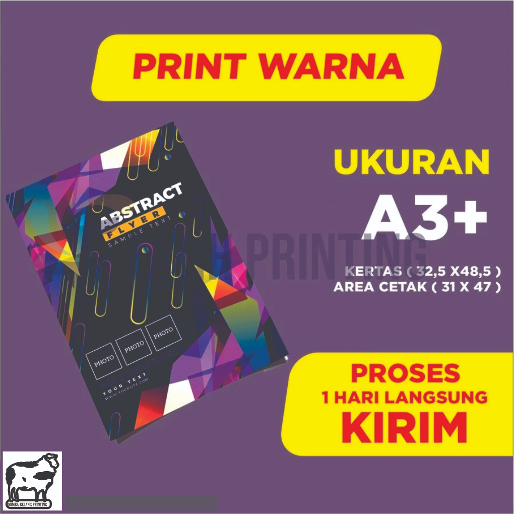 PRINT CETAK A3+ LAMINASI / PRINT ART CARTON A3+ MURAH 1 / 2 HALAMAN - ART CARTON 210 GSM, 230 GSM, 2
