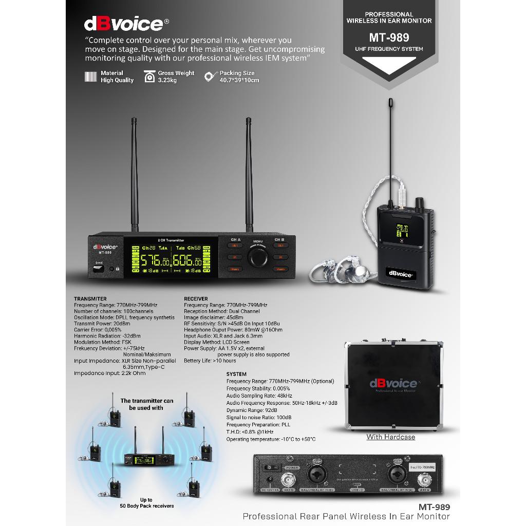 Ear Monitor Wireless Dbvoice MT 989 Original Digital Wireless in Ear Monitor MT989