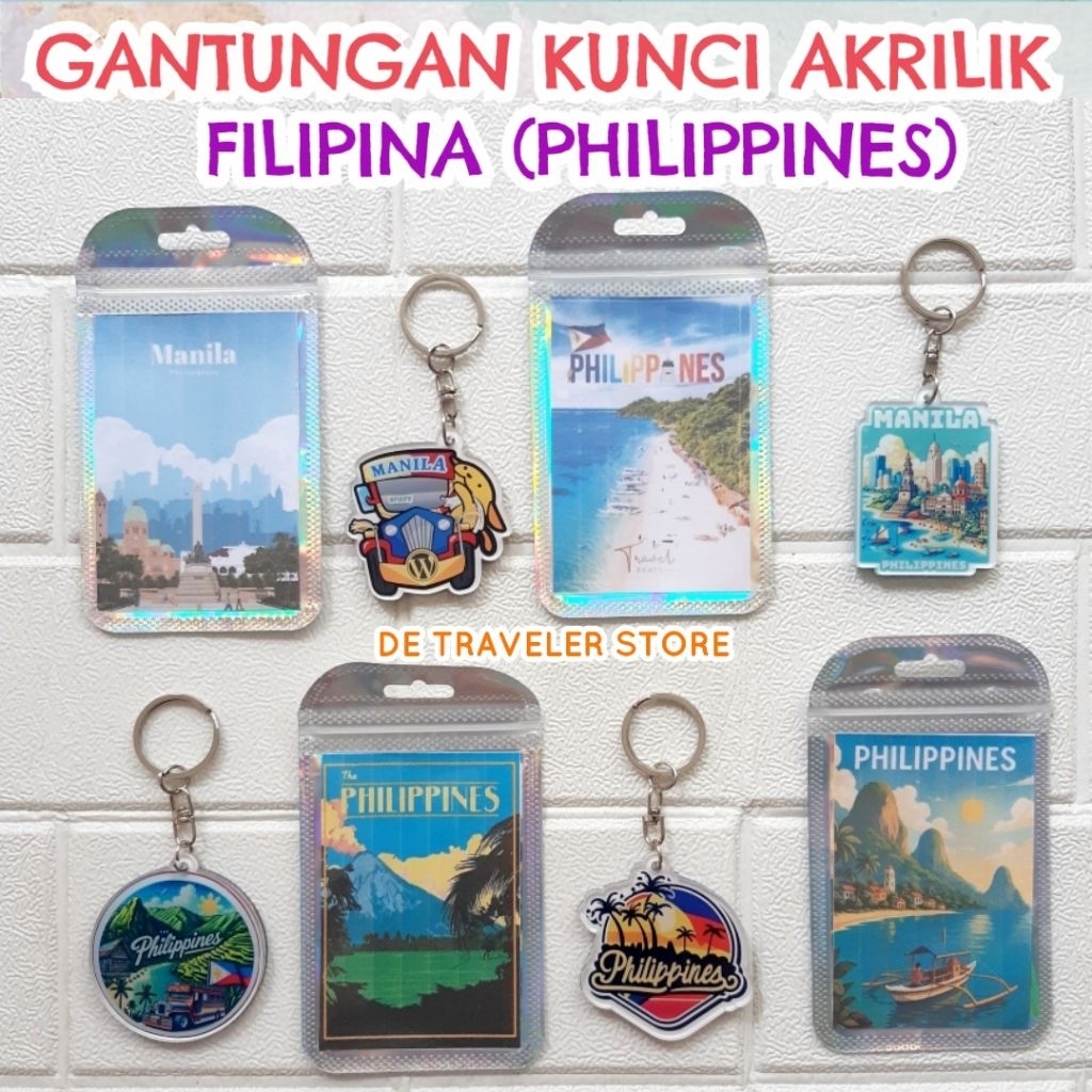 Gantungan Kunci Akrilik Filipina Souvenir Oleh-Oleh Ganci Keychain Philippines