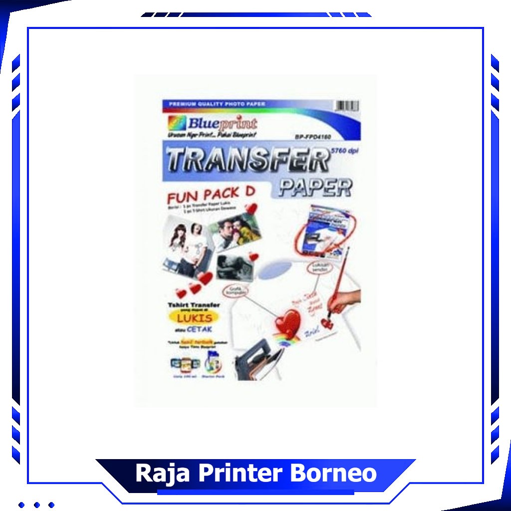 Transfer Paper Blueprint Kertas Transfer Sablon Kaos Fun Pack D
