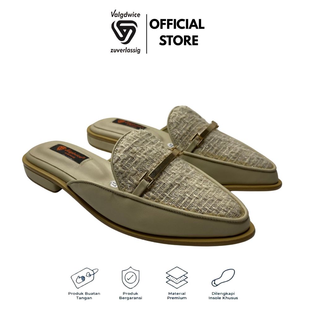Valgdwice Official Store - Berliana Series Sandal Flat Mules Wanita Empuk Elegan Ukuran 36-42