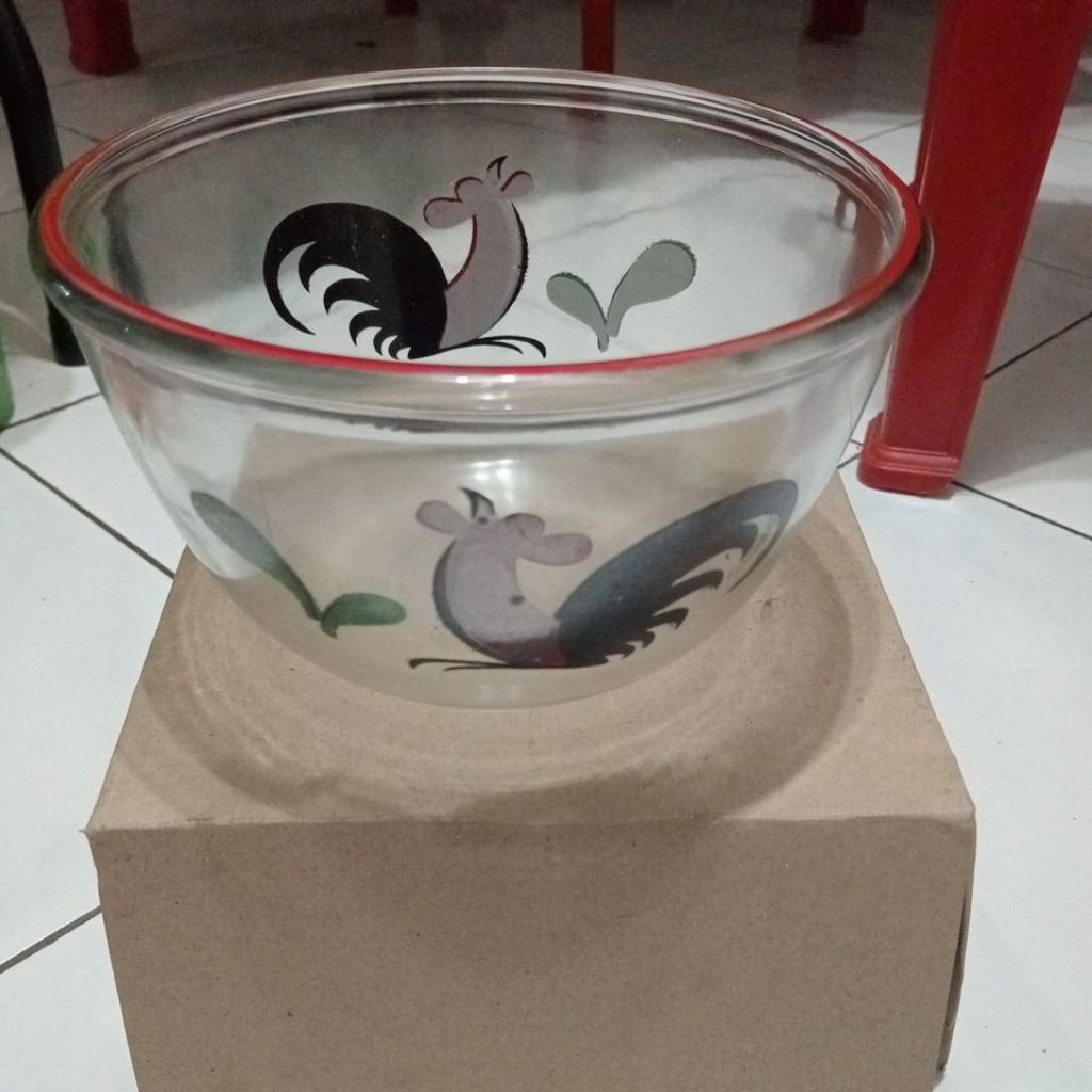 mangkok kaca ayam jago