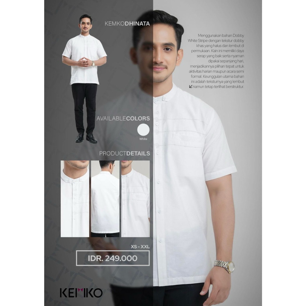 RABBANI ORIGINAL - baju koko KEMKO DHINATA PDK PUTIH
