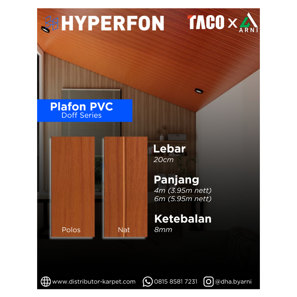 Taco Plafon PVC Doff Harga Permeter | Hyperfon PVC Panjang 4 Meter & 6 Meter