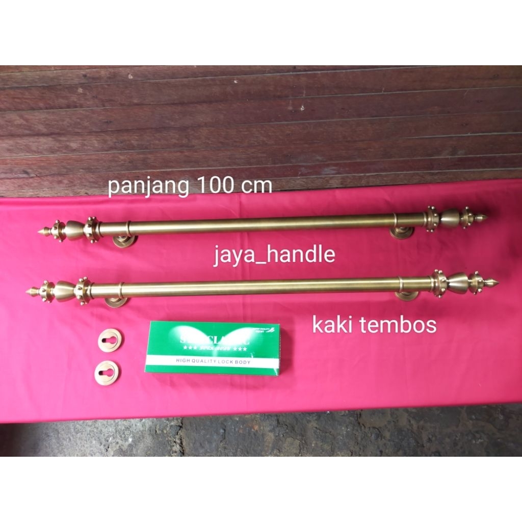 Handle Pintu Rumah / Gagang Pintu Kuningan Antik Motif Gotri 100 cm Tarikan Pintu Kuningan