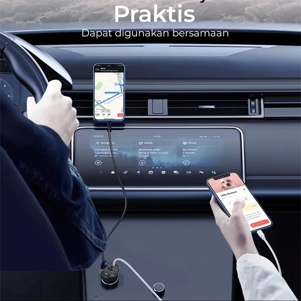 New Charger Hp Mobil Car Charger 4 Port Usb & 3 Port Type C Cas Hp Mobil Praktis Multifungsi