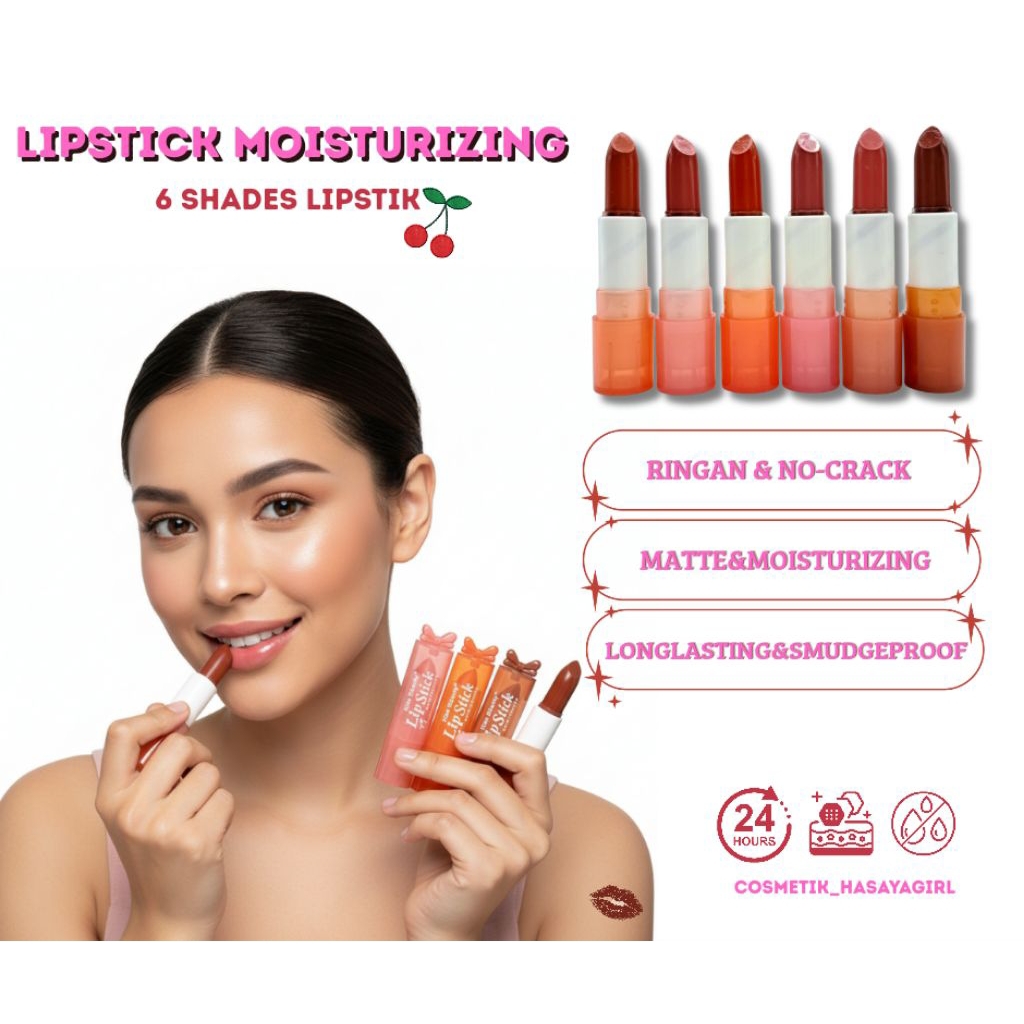 NEW LIPSTIK 6 WARNA PITA PINK MOISTURIZING LIPSTICK MATTE