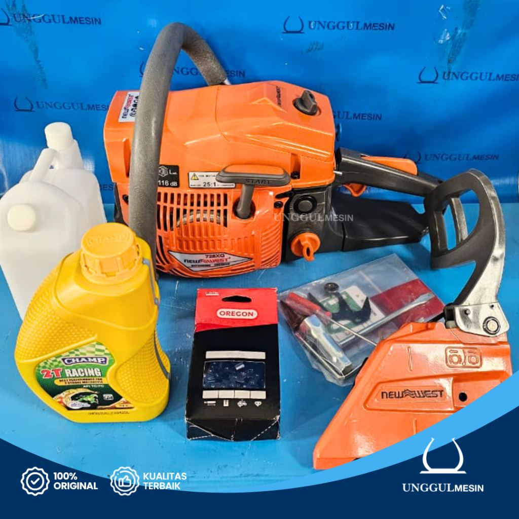 Chainsaw Mini NEW WEST 728XQ + Bar 26" 26 Inch / Mesin Potong Kayu ORIGINAL ASLI Senso Chain saw 728