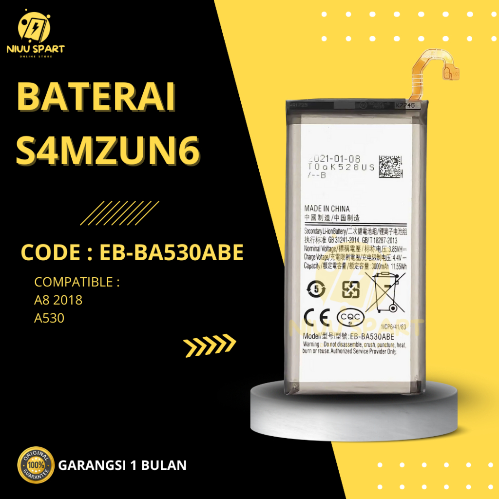 BATERAI BATTERY EB-BA530ABE SAMSUNG A8 2018 / SM-A530F DOUBLE [IC POWER] ORIGINAL