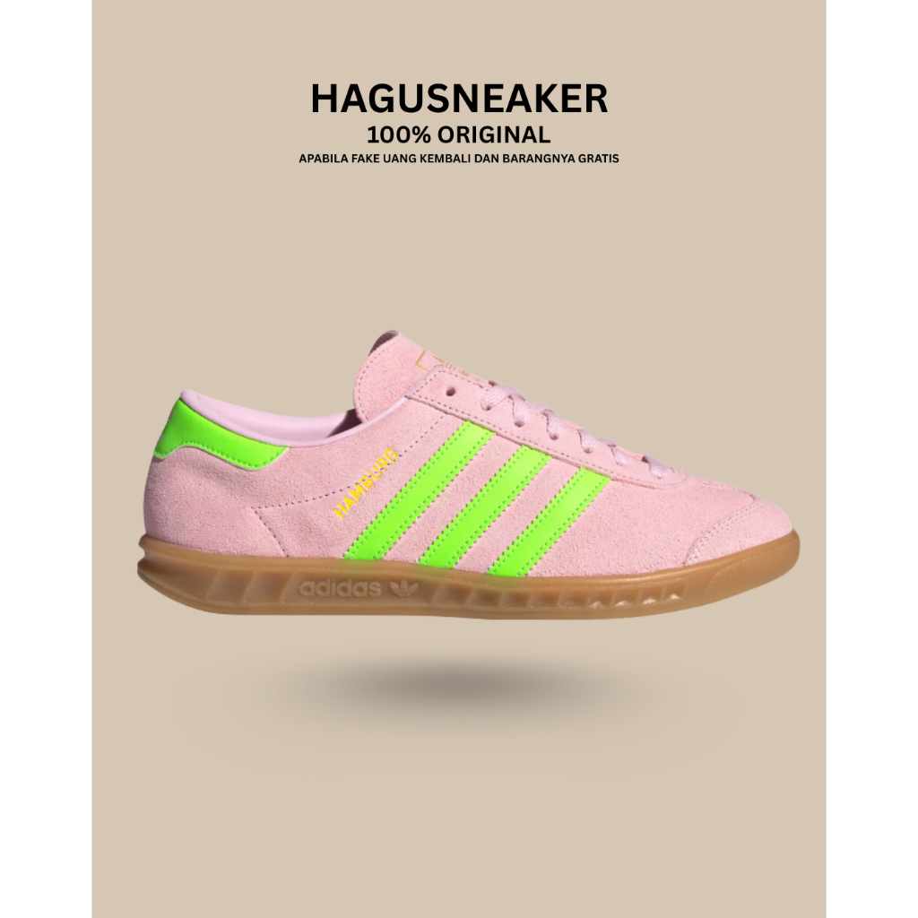 ADIDAS HAMBURG W [CLEAR PINK/GREEN] #JS0683 GARANSI 100% ORIGINAL