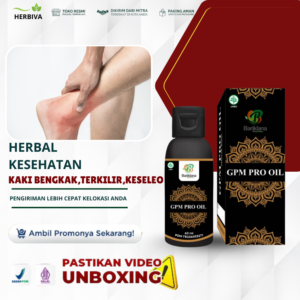 GPM PRO OIL 60Ml - Minyak Oles Kaki Bengkak Paling Ampuh, Terkilir, Keseleo, Badan Pegal Pegal,Ceder