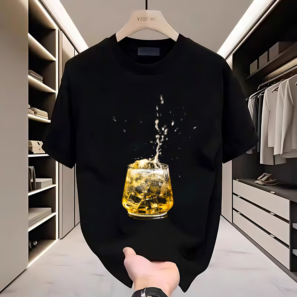 *COD* kaos pria jumbo katun combed kerah bundar ukuran besarPola gelas anggur retrokaos bergambar Ka