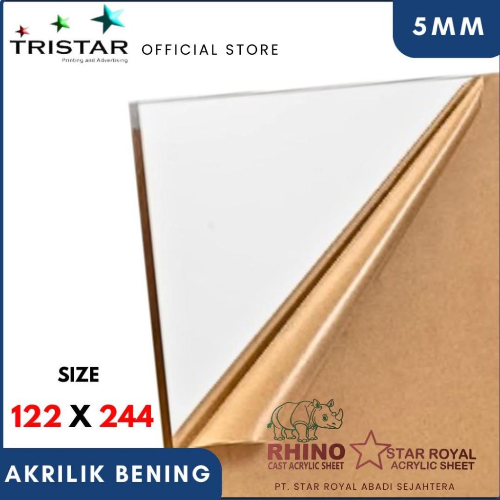 Akrilik Lembaran Bening 5mm  Merk Rhino Premium Custing Kualitas Premium Grade A / Tebal 5mm/ 122x24