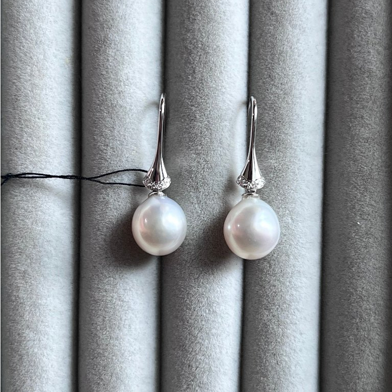 Anting / giwang berlian emas putih mutiara air laut 013