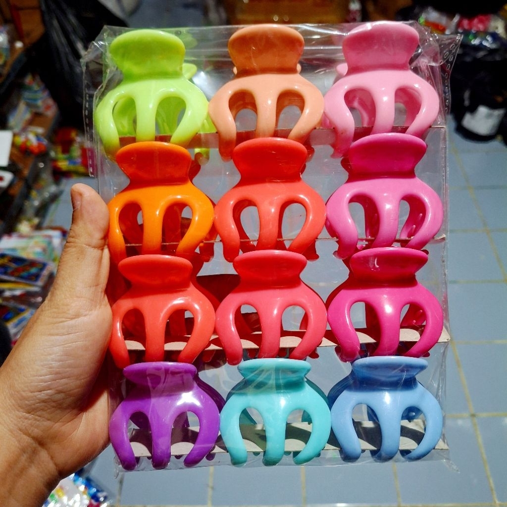 12 Pcs Jedai Rambut Gurita Besar Harga Grosir Warna Warni