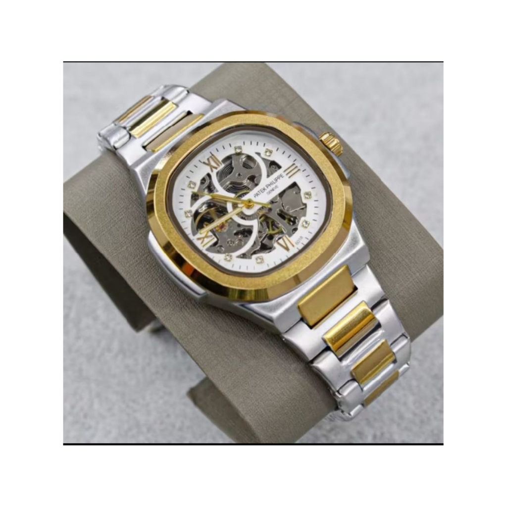 Jam tangan pria otomatis Patek Philippe Geneva original tali Rantai stainless