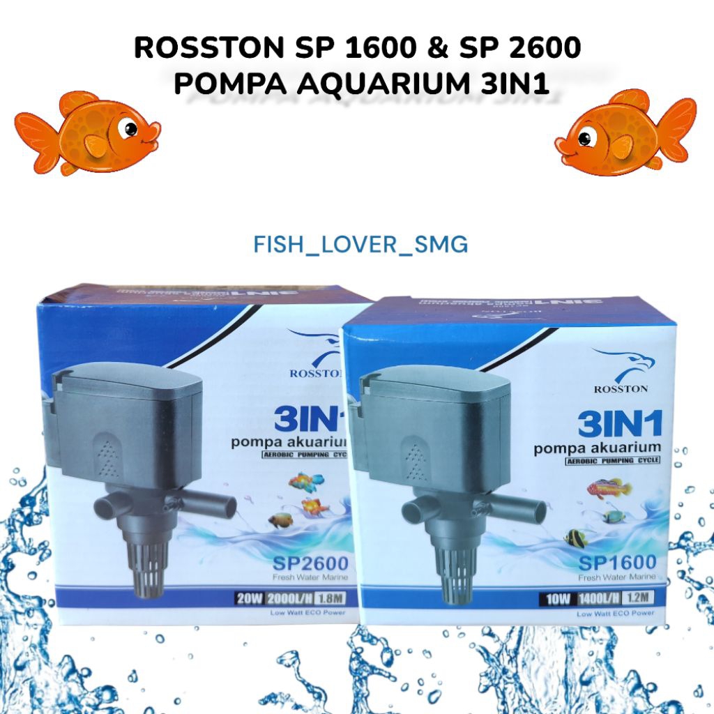 ROSSTON POMPA AQUARIUM SP1600, SP2600 / Mesin pompa aquarium pompa celup aquarium low watt