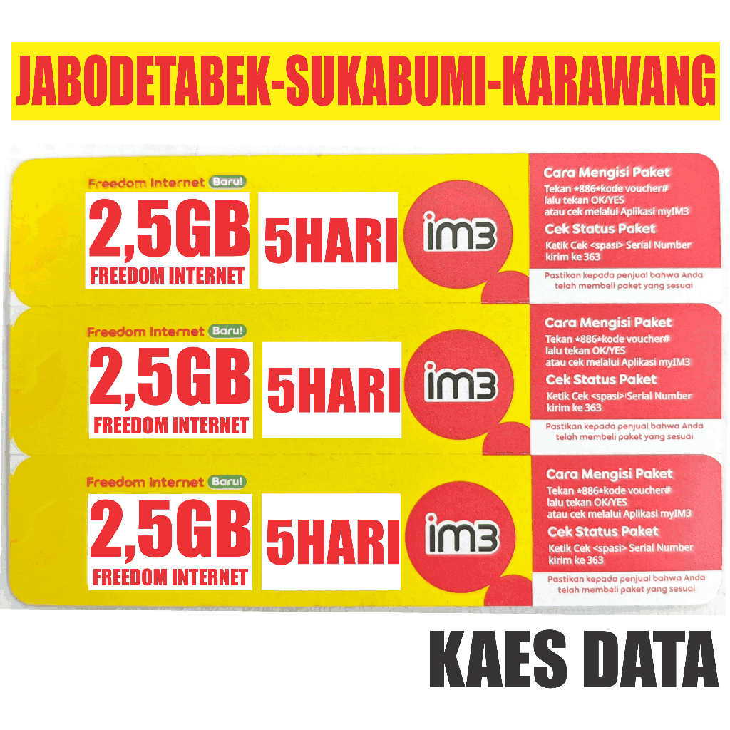 VOUCHER Indosat FREEDOM INTERNET 2,5GB l 3,5GB 5HARI