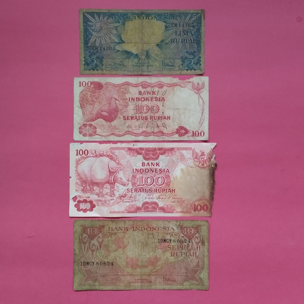 Uang Kuno Kertas Rp 5, Rp 10 Dan Rp 100 UK 063