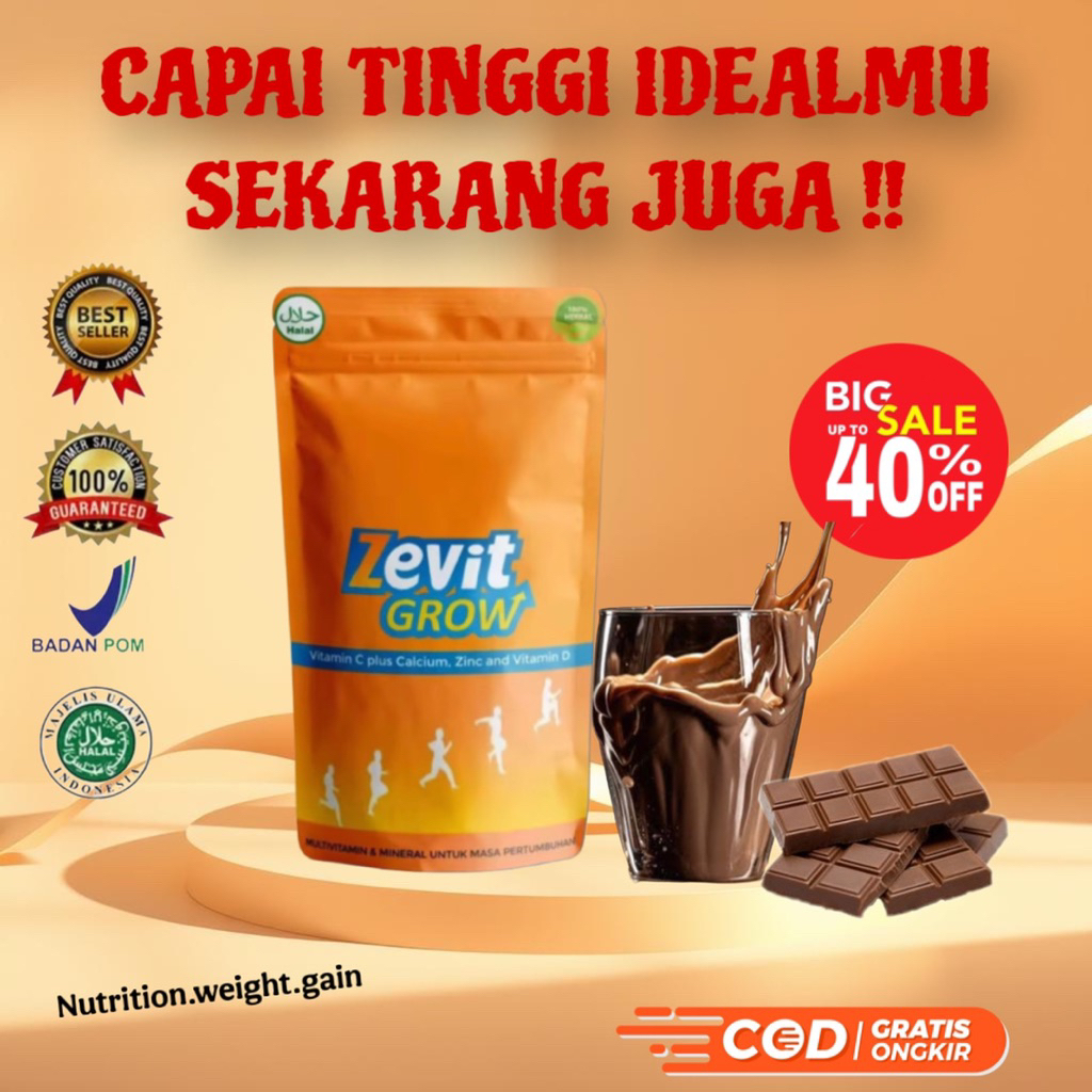 ZEVIT GROW Paket Peninggi Badan - Susu & Suplemen Kalsium, Kekuatan Tulang Ampuh