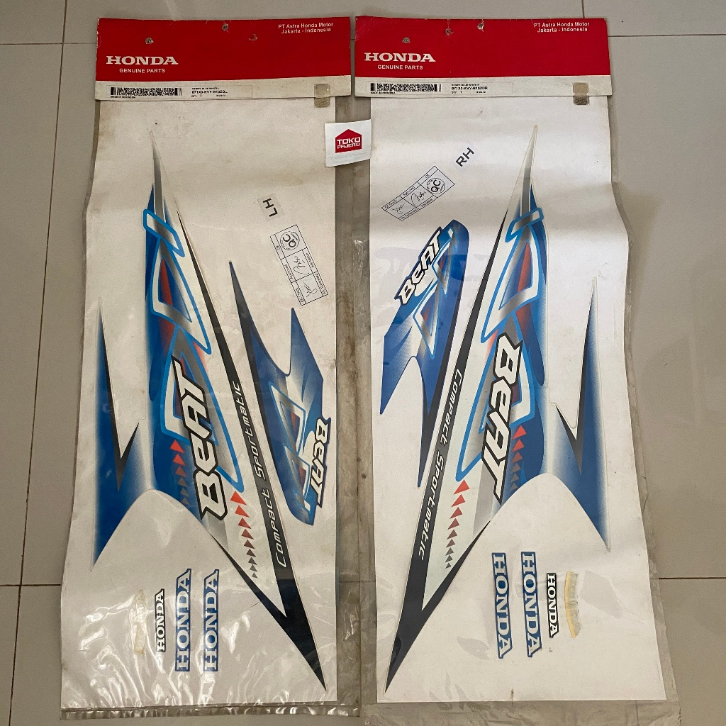 Stiker Striping Polet Beat Karbu Twotone Biru Putih 2012 Original AHM