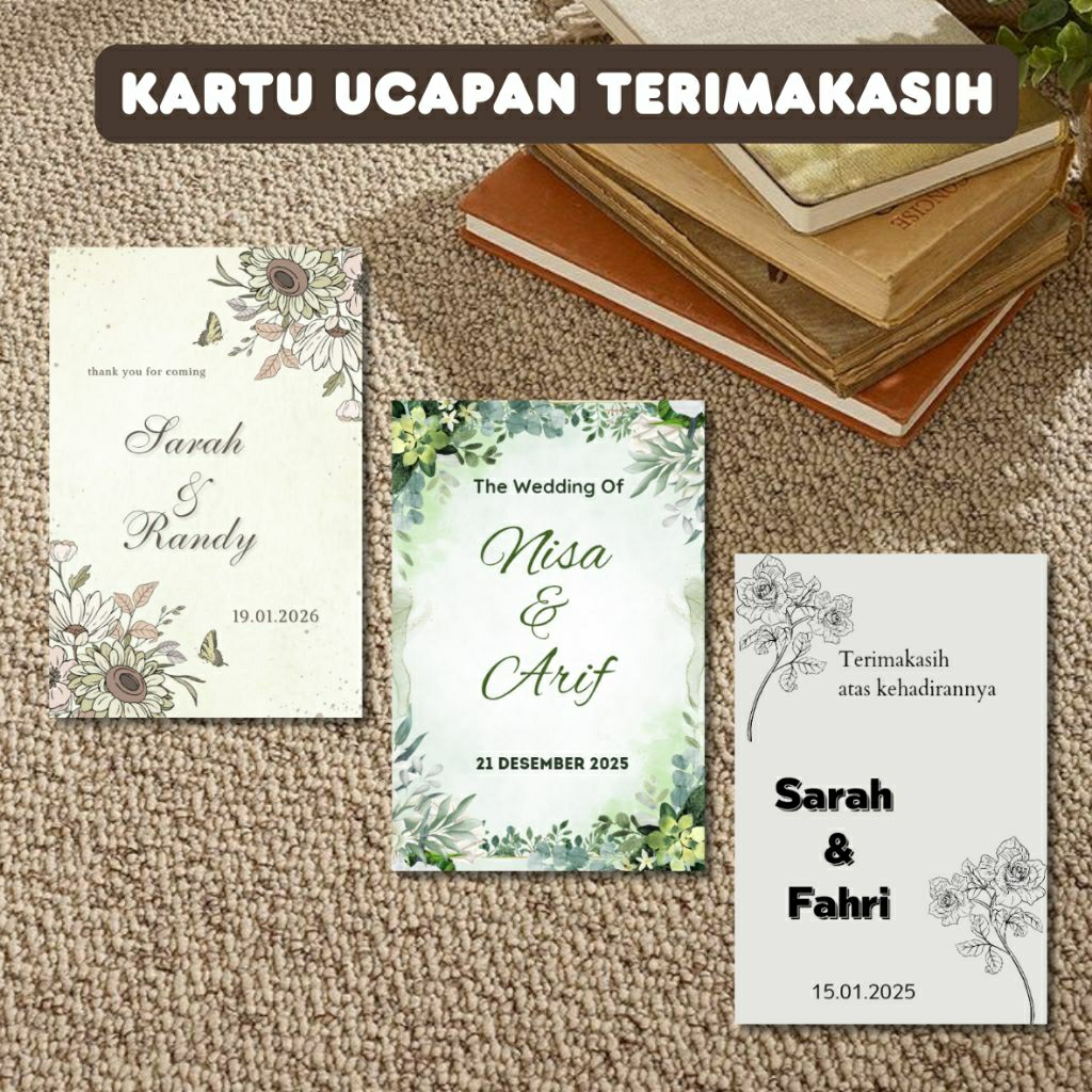 50 PCS KARTU SOUVENIR WEDDING/ KARTU UCAPAN TERIMAKASIH/KARTU UCAPAN SOUVENIR/KARTU SOUVENIR/UCAPAN 