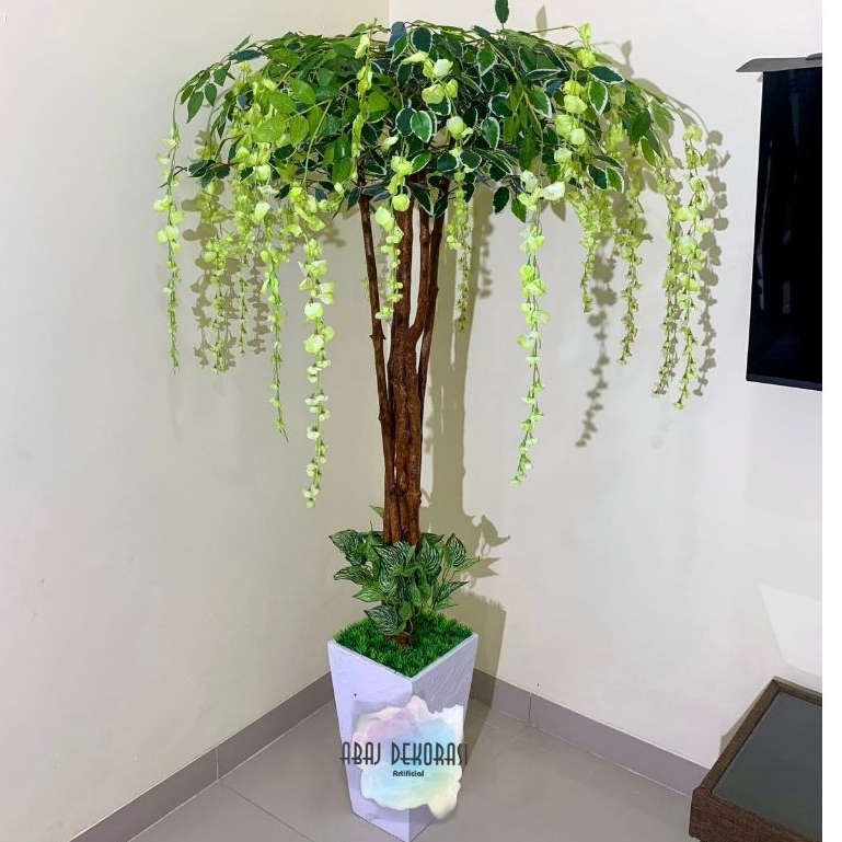 Pohon wisteria 170cm 2 Meter artificial hiasan dekorasi rumah kantor pohon pojok tanaman gantung pla