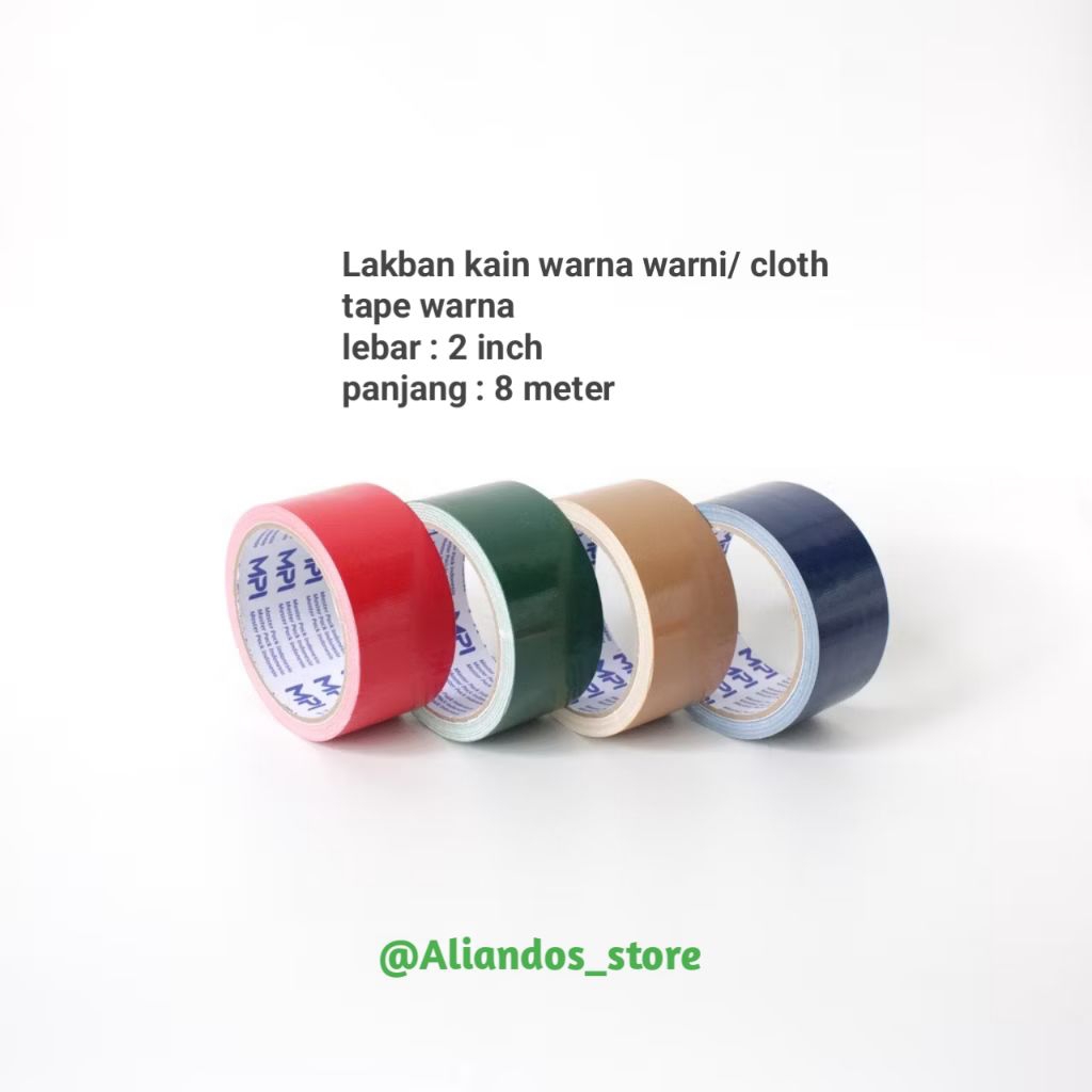 ( 1 pcs : 2 inch x 8 meter) Cloth tape lakban kain isolasi kain warna merah hijau biru kuning ungu c