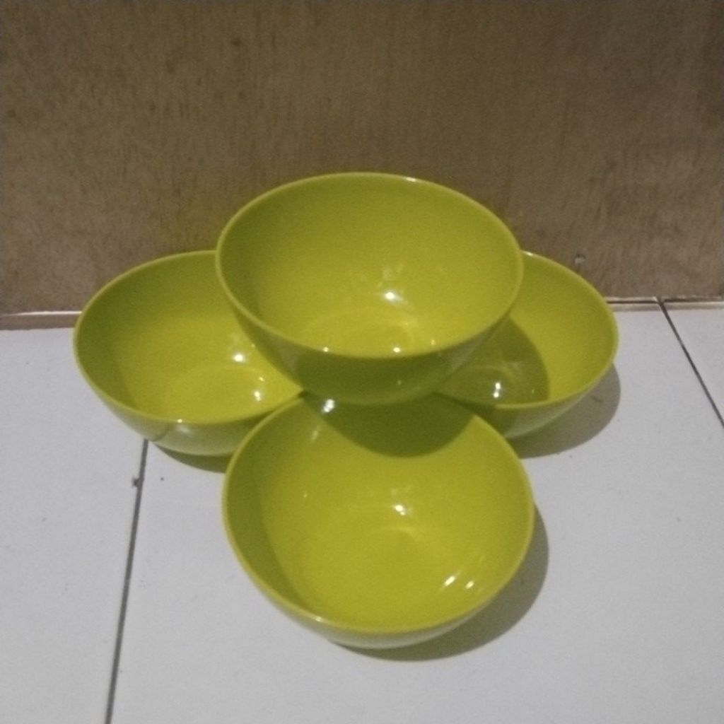 Mangkok Plastik Hijau Anti Pecah untuk Catering Ukuran Kecil 1 Lusin