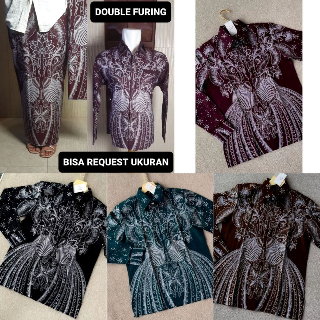 KEMEJA MOTIF MERAK TANGKAR & ROK LAPIS FURING / BAJU SERAGAM BATIK COUPLE PASANGAN SARIMBIT KELUARGA