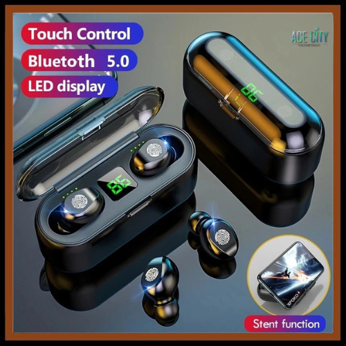 Earphone F9-5 Headset Bluetooth 3500MAH Power Bank TWS Mic 9D Sttereo Bass Handset