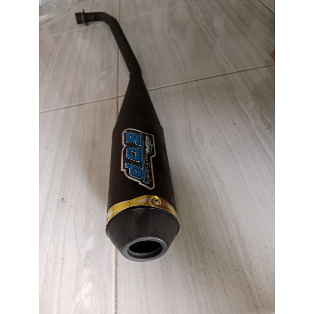 KNALPOT RACING DOS BLACK UNTUK MOTOR SUPRA LAMA GRAND JUPITER VEGA SMASH SHOGUN