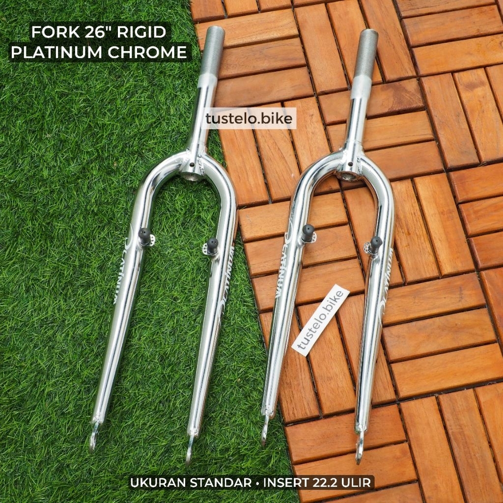 Fork 26" Platinum Chrome Rigid Standar Ulir Insert 22.2 Sepeda MTB Commuter Federal