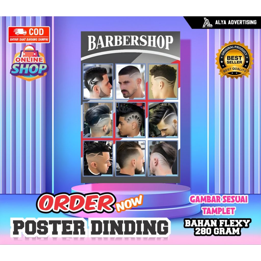 Poster barbersop / poster pangkas rambut / model rambut terbaru keren alat cukur model rumbut gaya r