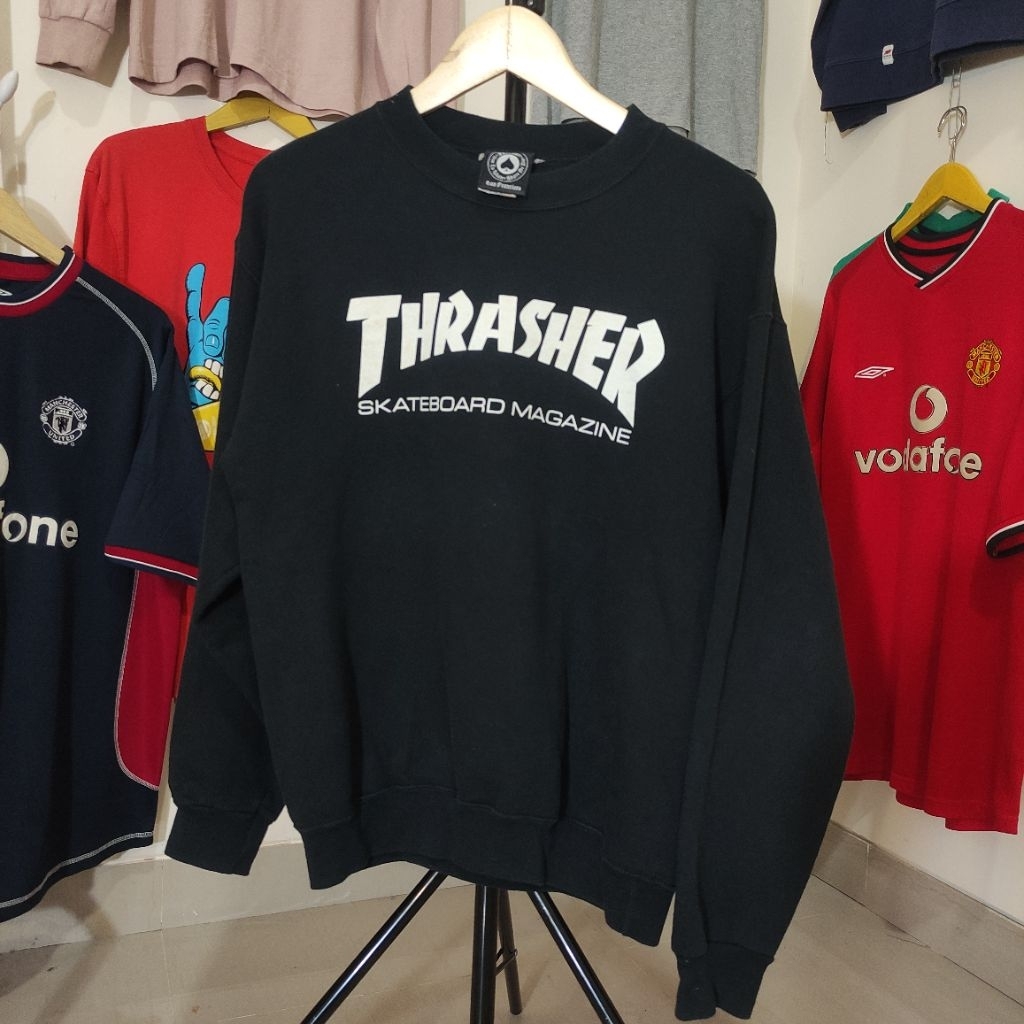 CN Crewneck Thrasher Magazine Skateboard Black Size M